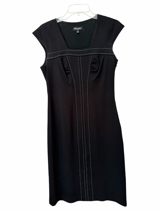 Signature by Sangria Dresses & Skirts - Signature by Sangia Black Cap-Sleeve Sheath Dress, Contrast White Stitching Sz 8
